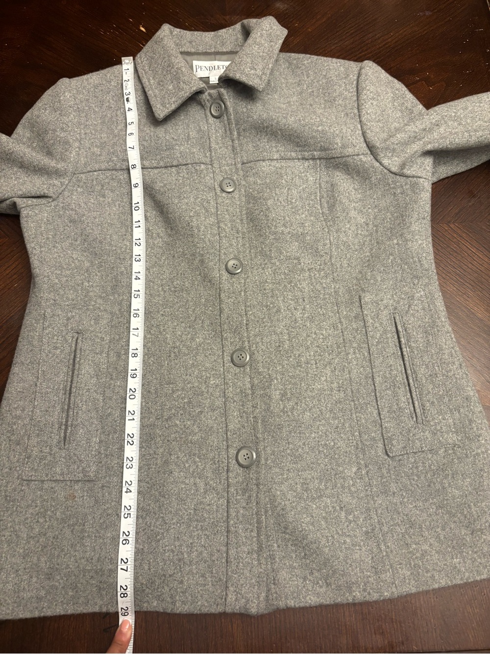 Pendleton Grey Wool Button-Up Coat-Large - Picture 7 of 7